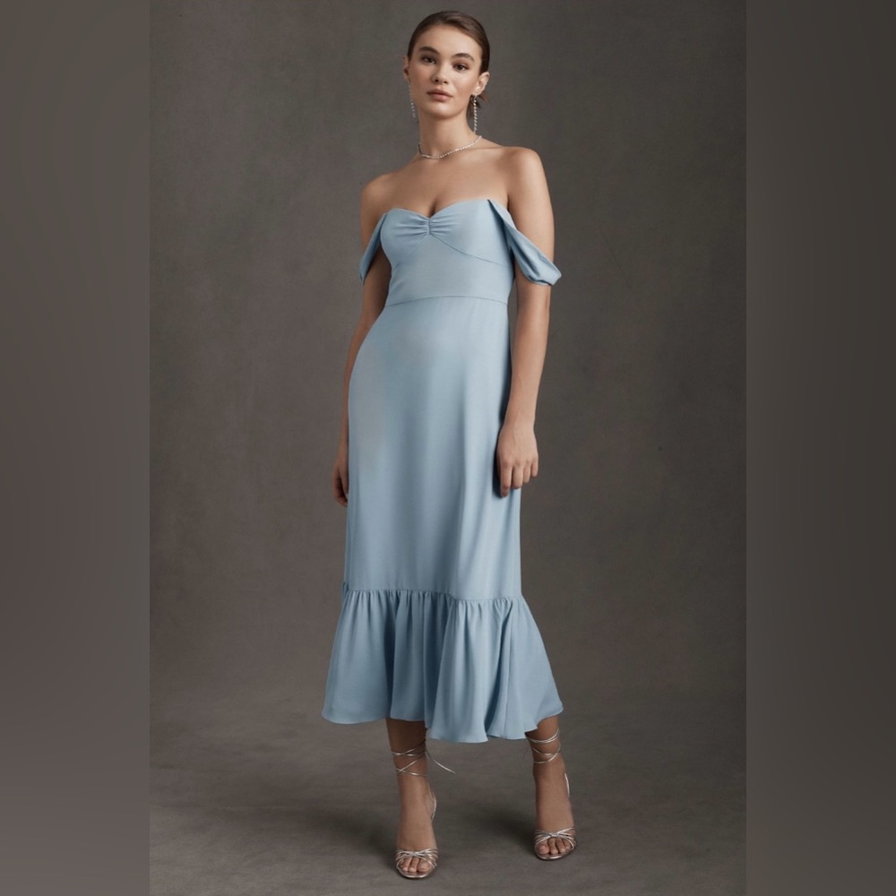 BHLDN Munroe Georgette Dress, Color - Blue Storm Cloud, Size 8